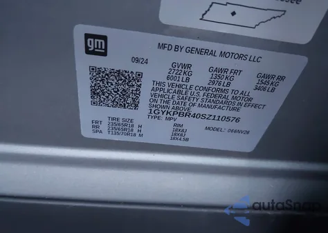 2025 Cadillac Xt6 Awd Luxury z USA, uszkodzony, nr VIN 1GYKPBR40SZ110576